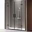 Mampara frontal Nardi 2 hojas fijas + 2 puertas abatibles con bisagras negro mate de Kassandra